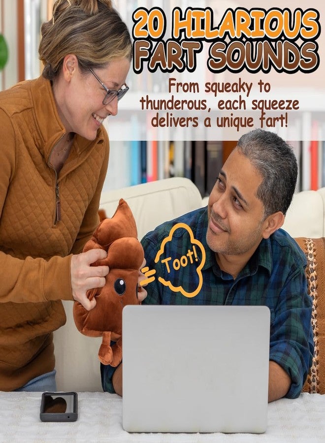 Twiddler Toys Poop Emoji Fart Noise Maker - Large 11” Plush Toy Makes 20 Hilarious Farting Sounds - Funny Gag Gift for Friends and Coworkers - Image 2